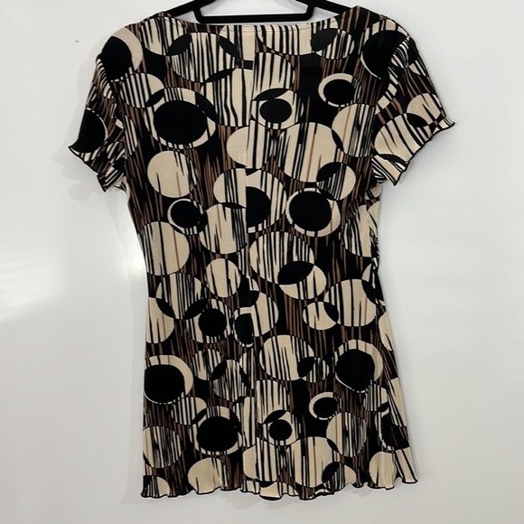 Dress Barn Circle Print Blouse Black Cream Size 8P - Picture 5 of 7